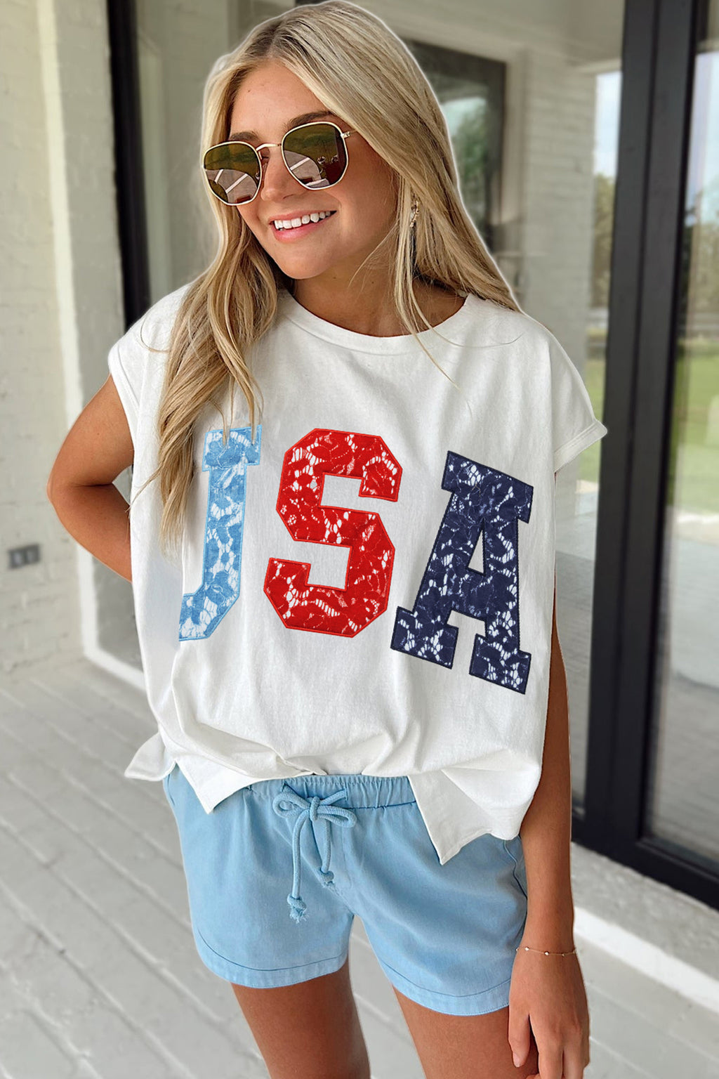 USA Color Block Dolman Tee