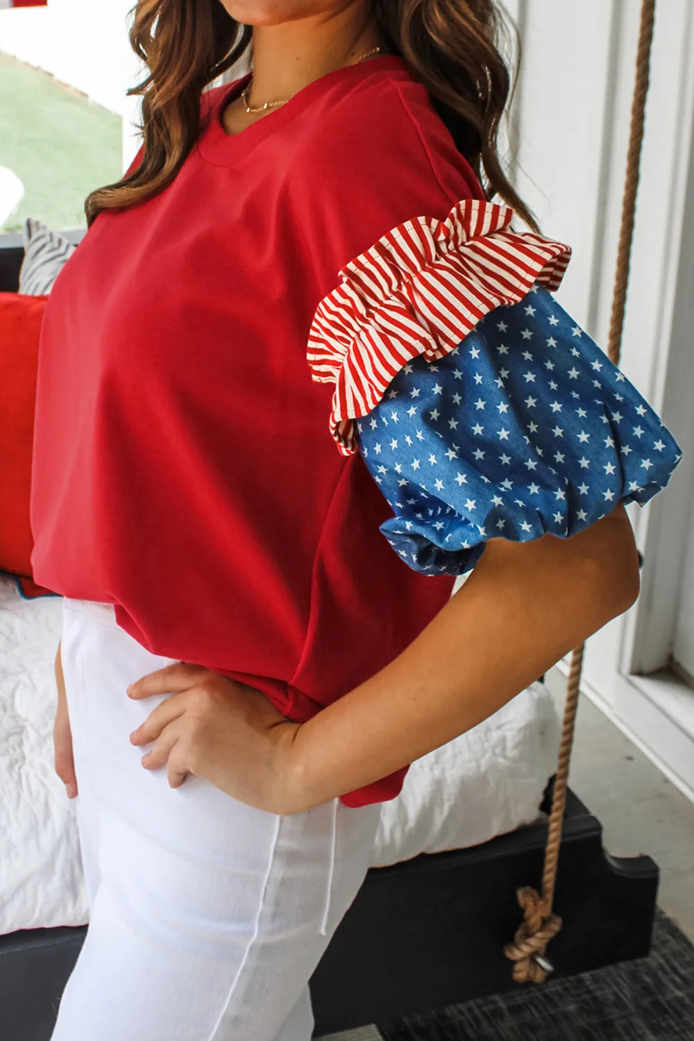 Star Striped Bubble Top