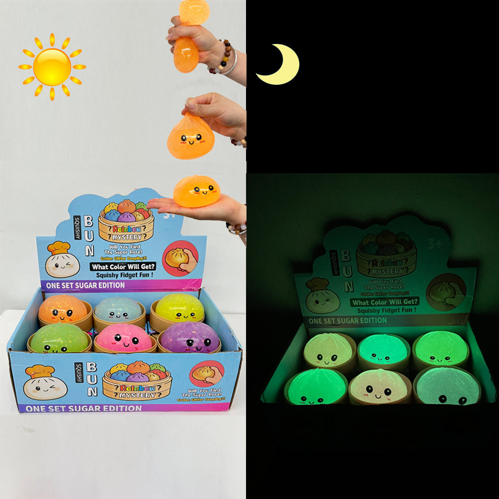 Rainbow Mystery Glow Squishy Bun
