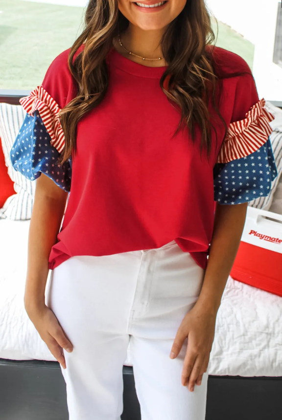 Star Striped Bubble Top