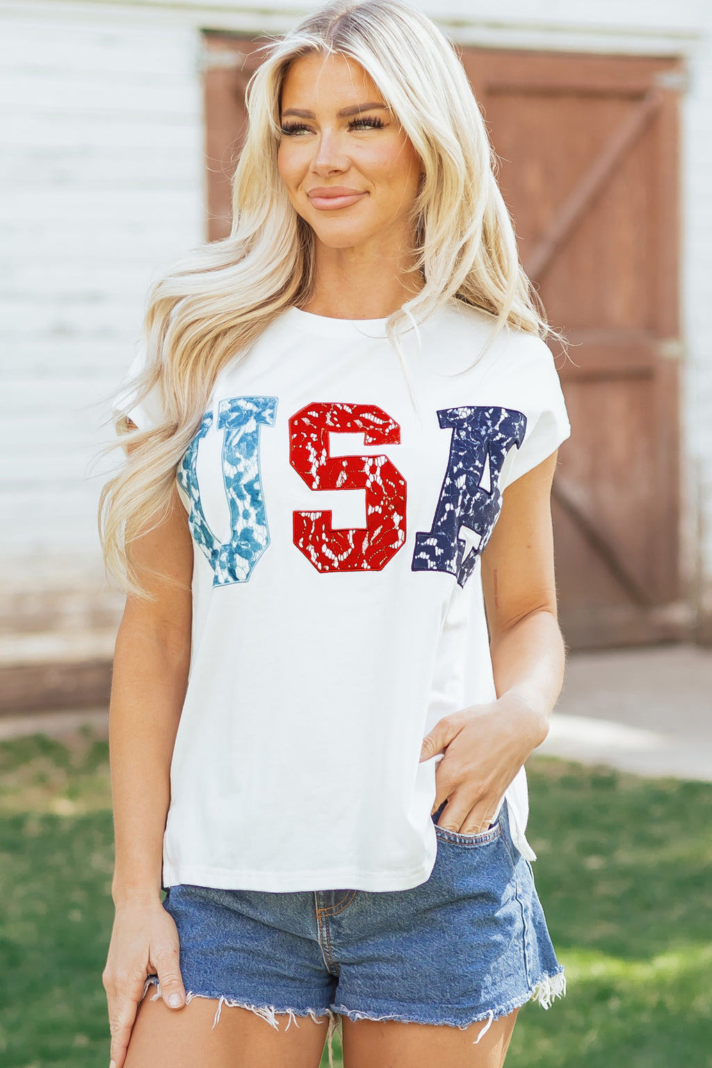 USA Color Block Dolman Tee