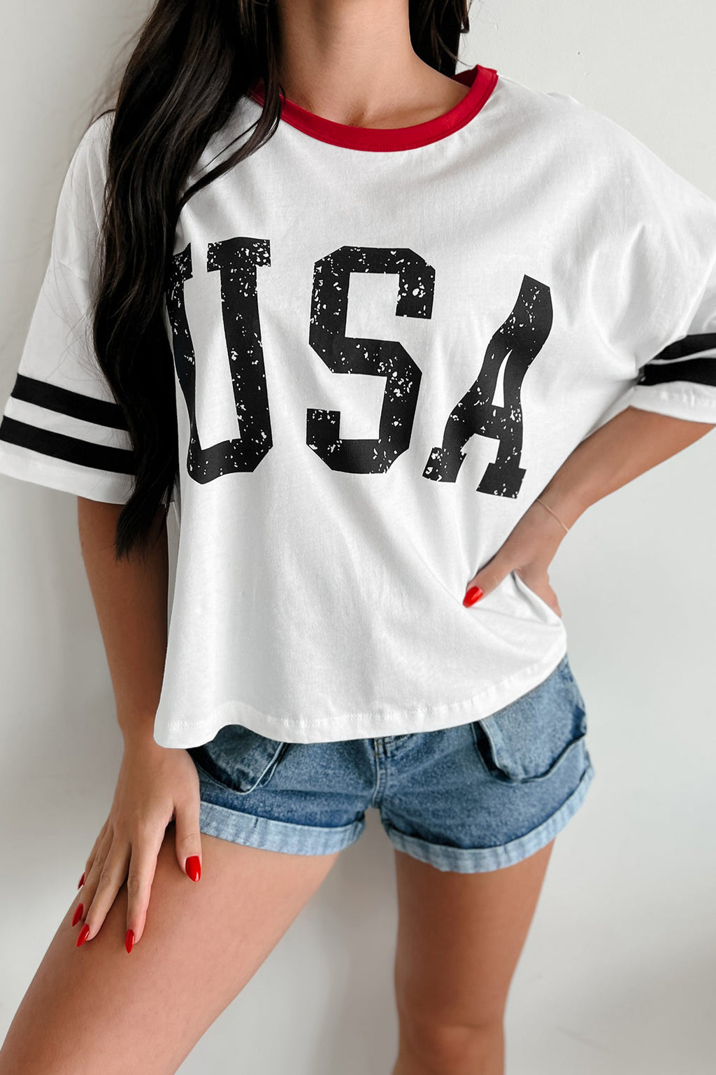 USA Varsity Striped  Tee