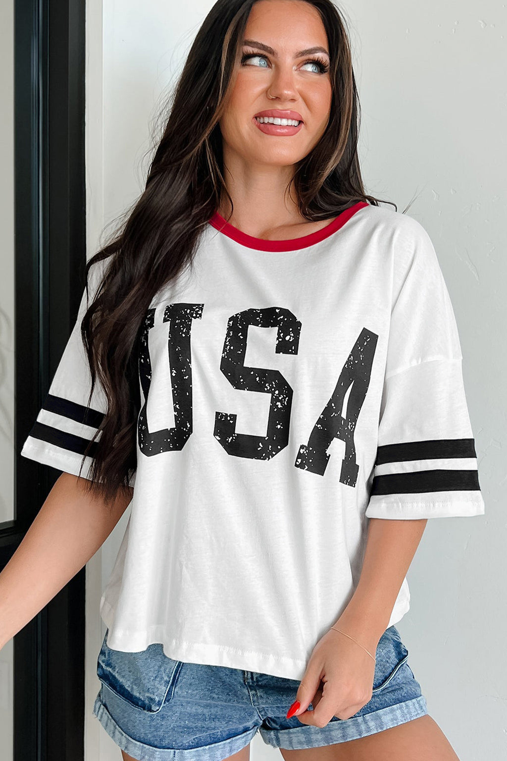 USA Varsity Striped  Tee